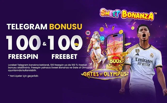 Lorabet 100 FS ve ya 100 FB Telegram Deneme Bonusu